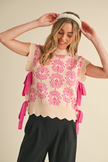 Bloom & Bow Pink Scalloped Sweater Vest