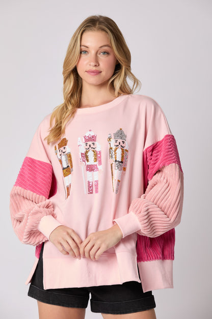 Pink Oversized Nutcracker Sweatshirt