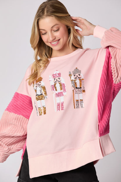 Pink Oversized Nutcracker Sweatshirt