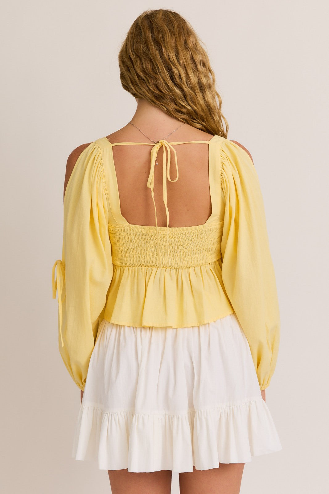 Braided Yellow Square Neck Top