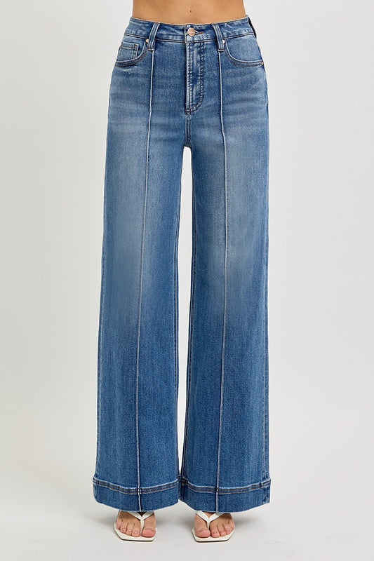High Rise Ankle Wide Jeans