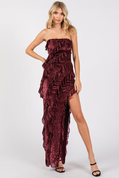 Wine Velvet Desire Maxi Dress