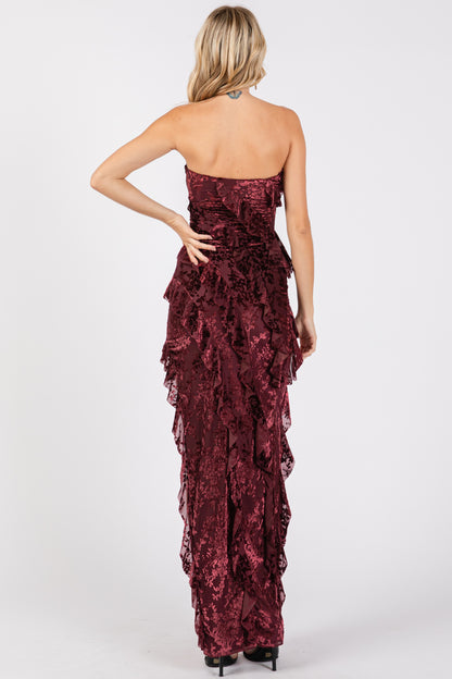 Wine Velvet Desire Maxi Dress