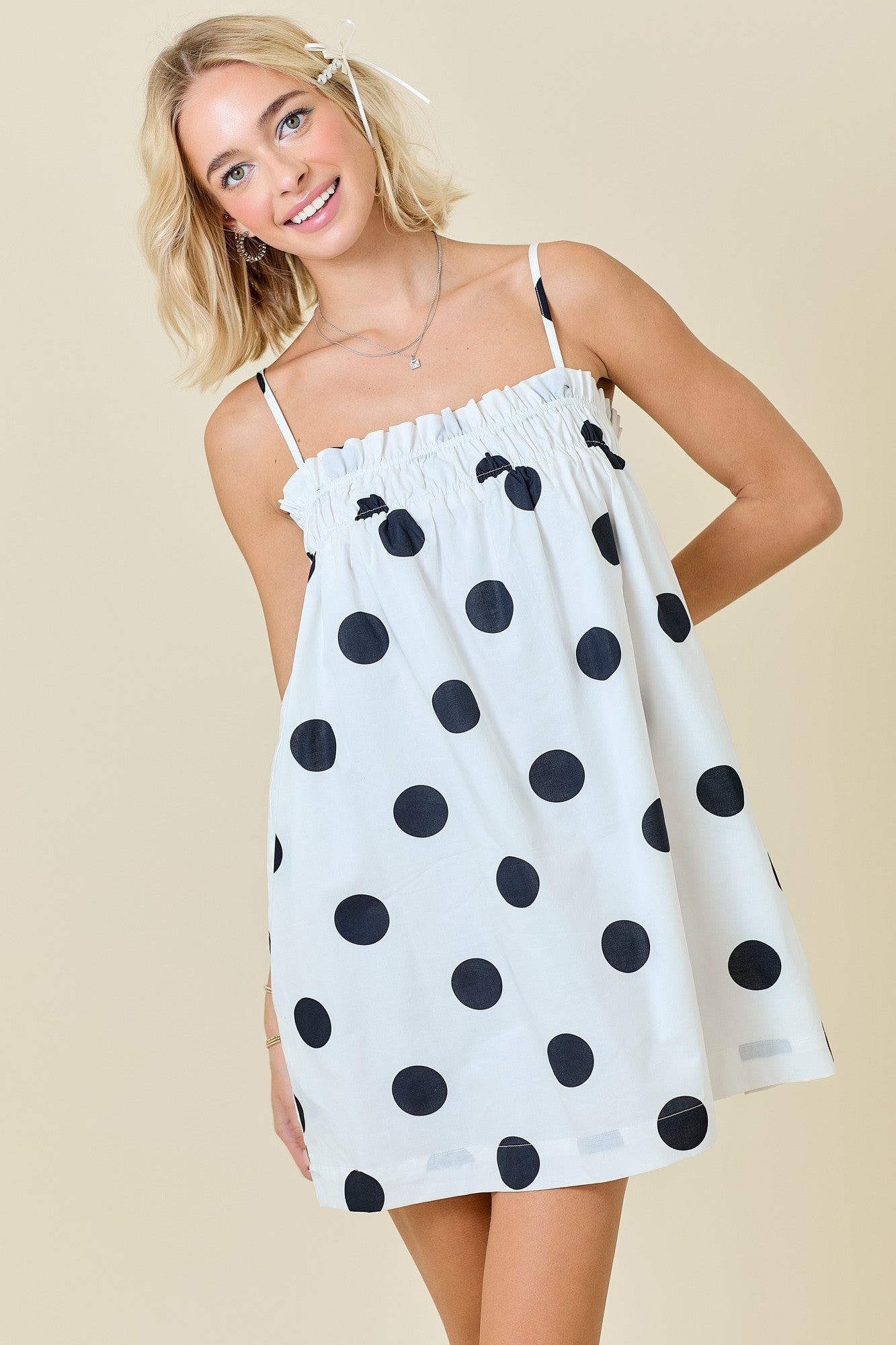 Timeless Charm White/Black Polka Dot Dress