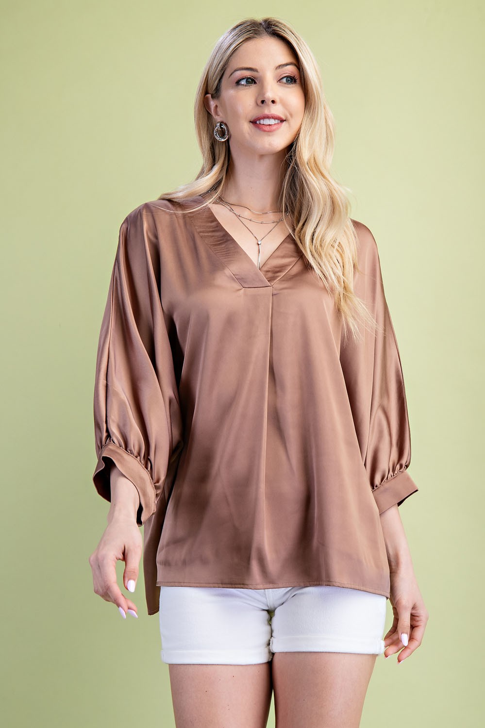 Mocha Elegance Satin Top