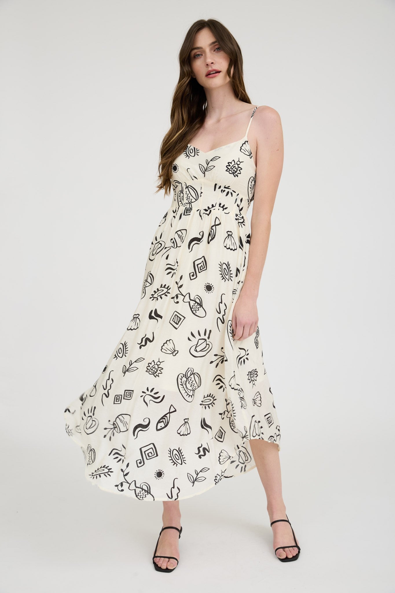 Off White Multi Print Midi Dress