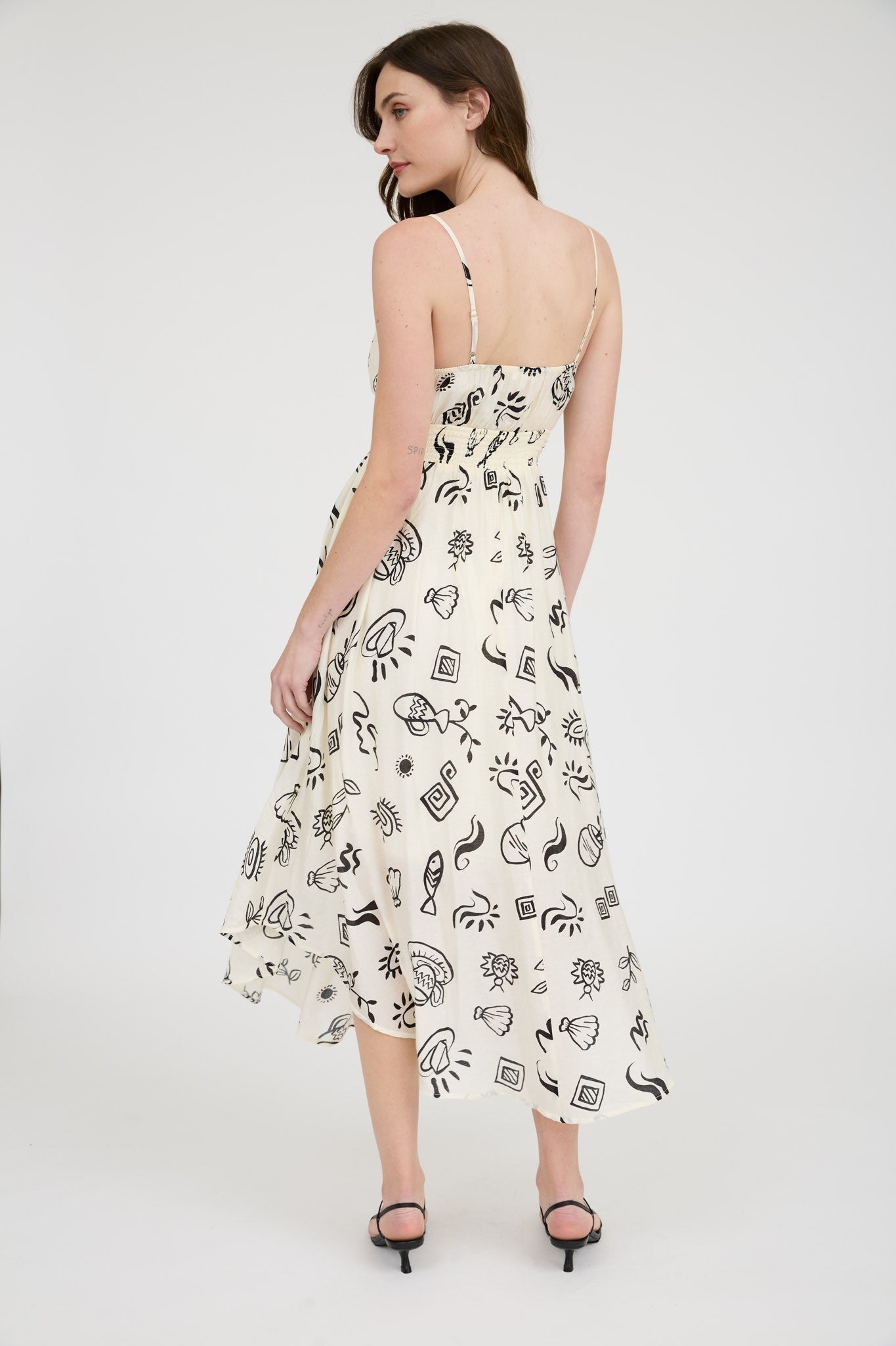 Off White Multi Print Midi Dress