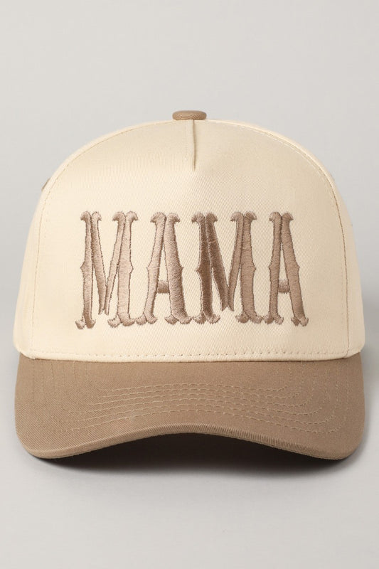 MAMA Beige Embroidered Hat