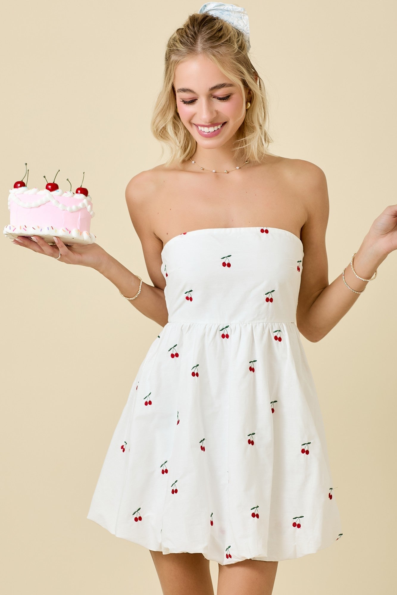 Cherry On Top Embroidered Mini Dress