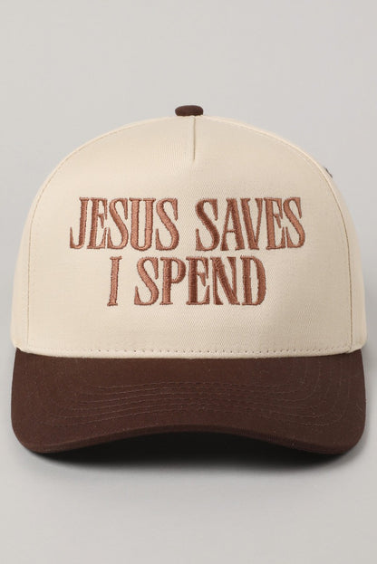 Jesus Saves I Spend Brown Embroidered Hat