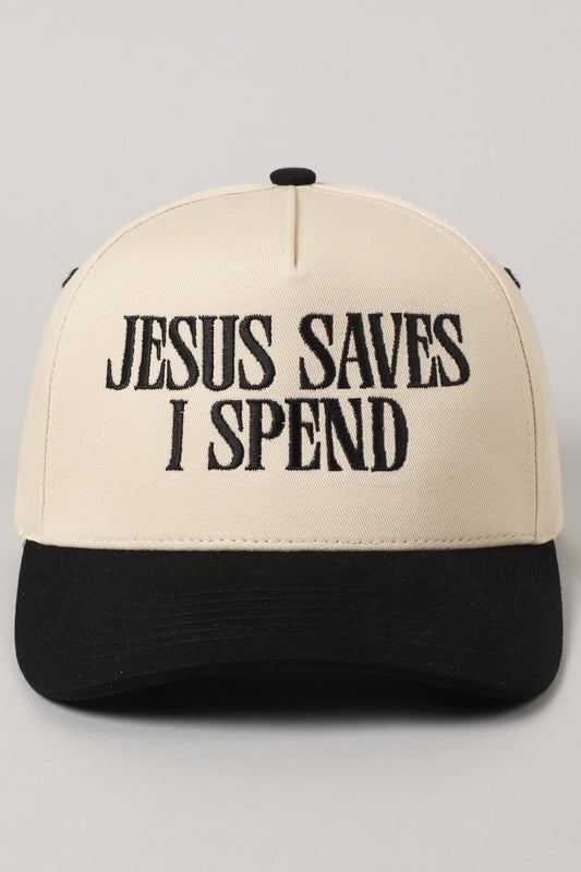 Jesus Saves I Spend Black Embroidered Hat