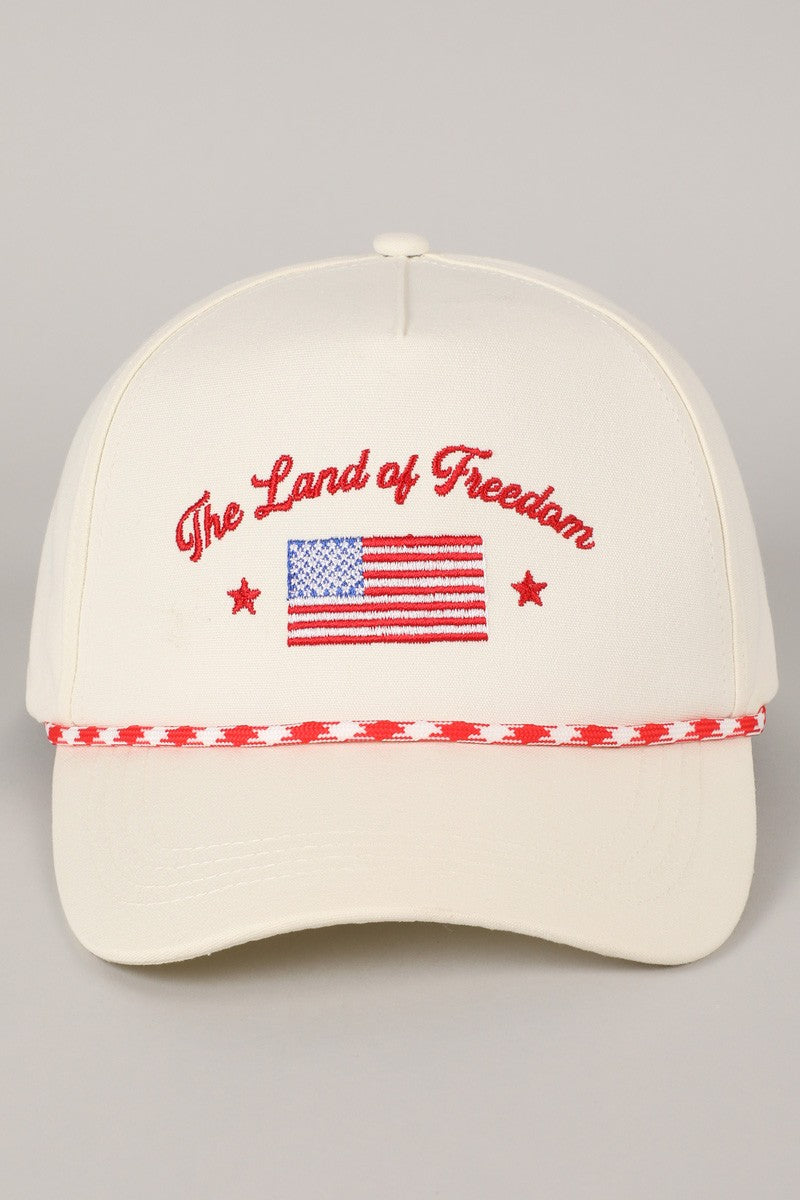Red The Land of Freedom Flag Embroidered Trucker Hat