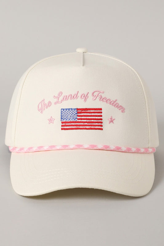 Pink The Land of Freedom Flag Embroidered Trucker Hat