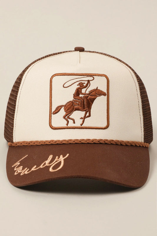 Cowboy Howdy Embroidered Brown Hat