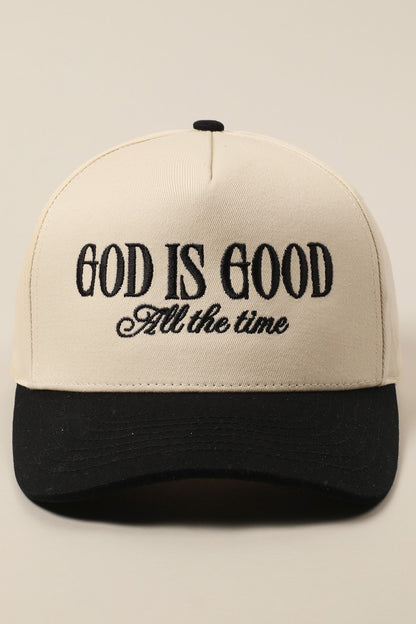 God Is Good All The Time Black Embroidered Hat