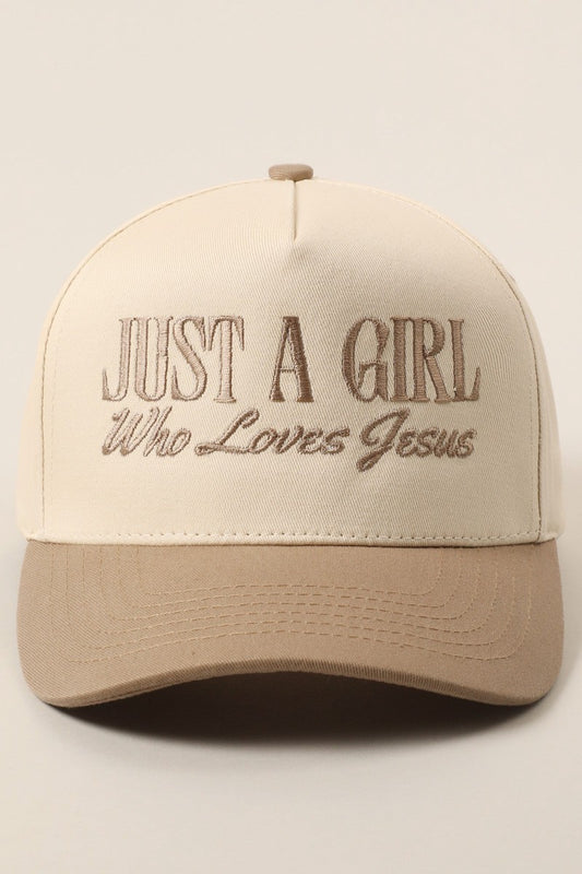 Just A Girl Who Loves Jesus Beige Hat