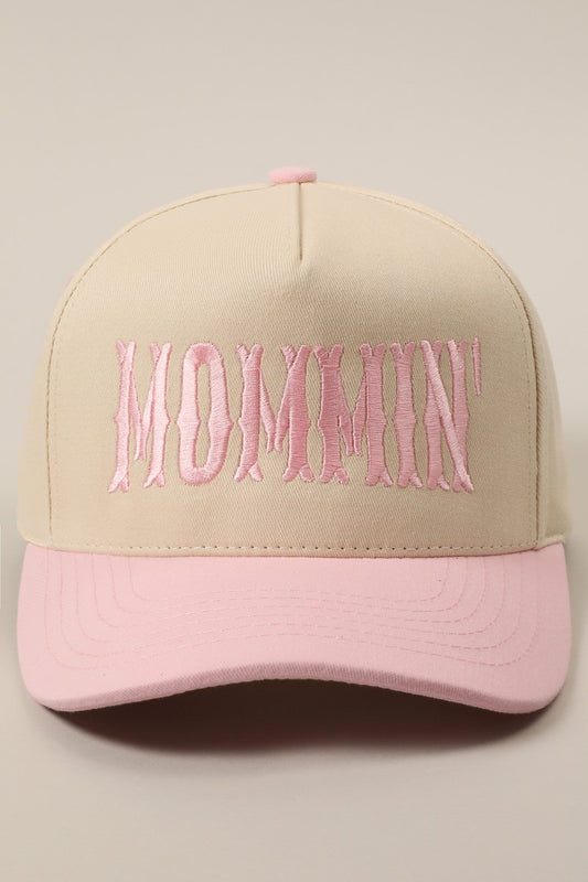 MOMMIN' Pink Embroidered Hat