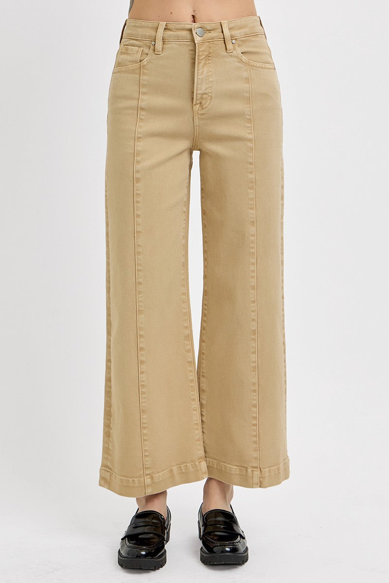 Taupe High Rise Cropped Jeans