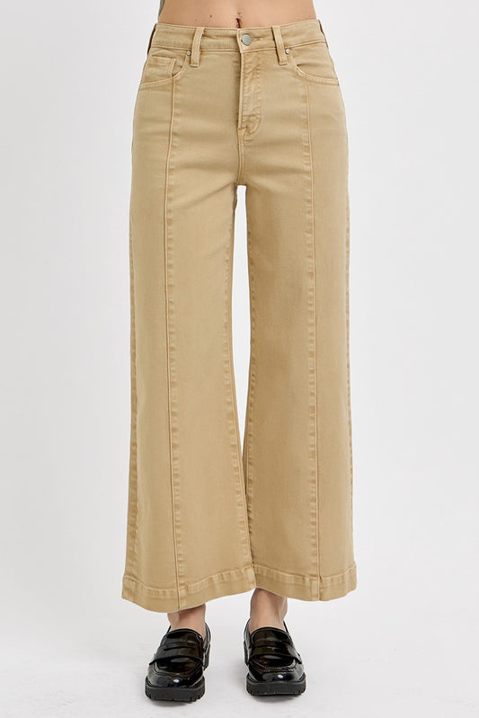 Taupe High Rise Cropped Jeans
