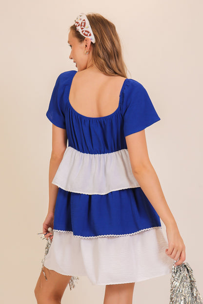 Rally Ready Royal/White Ruffle Dress
