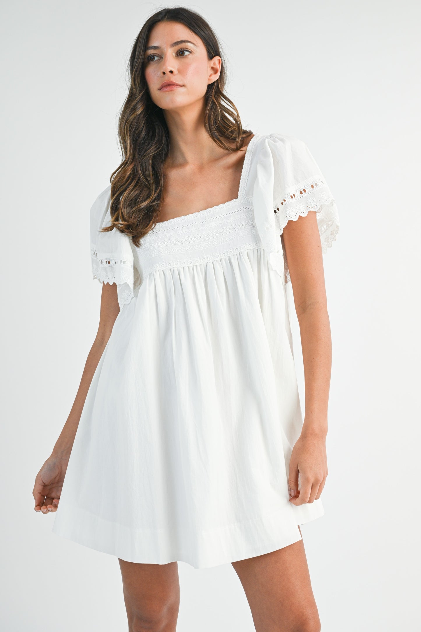 White Eyelet Mini Dress