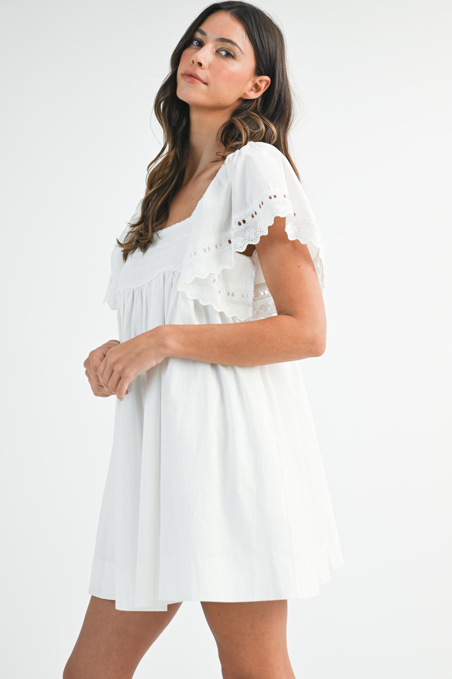 White Eyelet Mini Dress