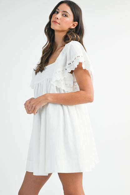 White Eyelet Mini Dress