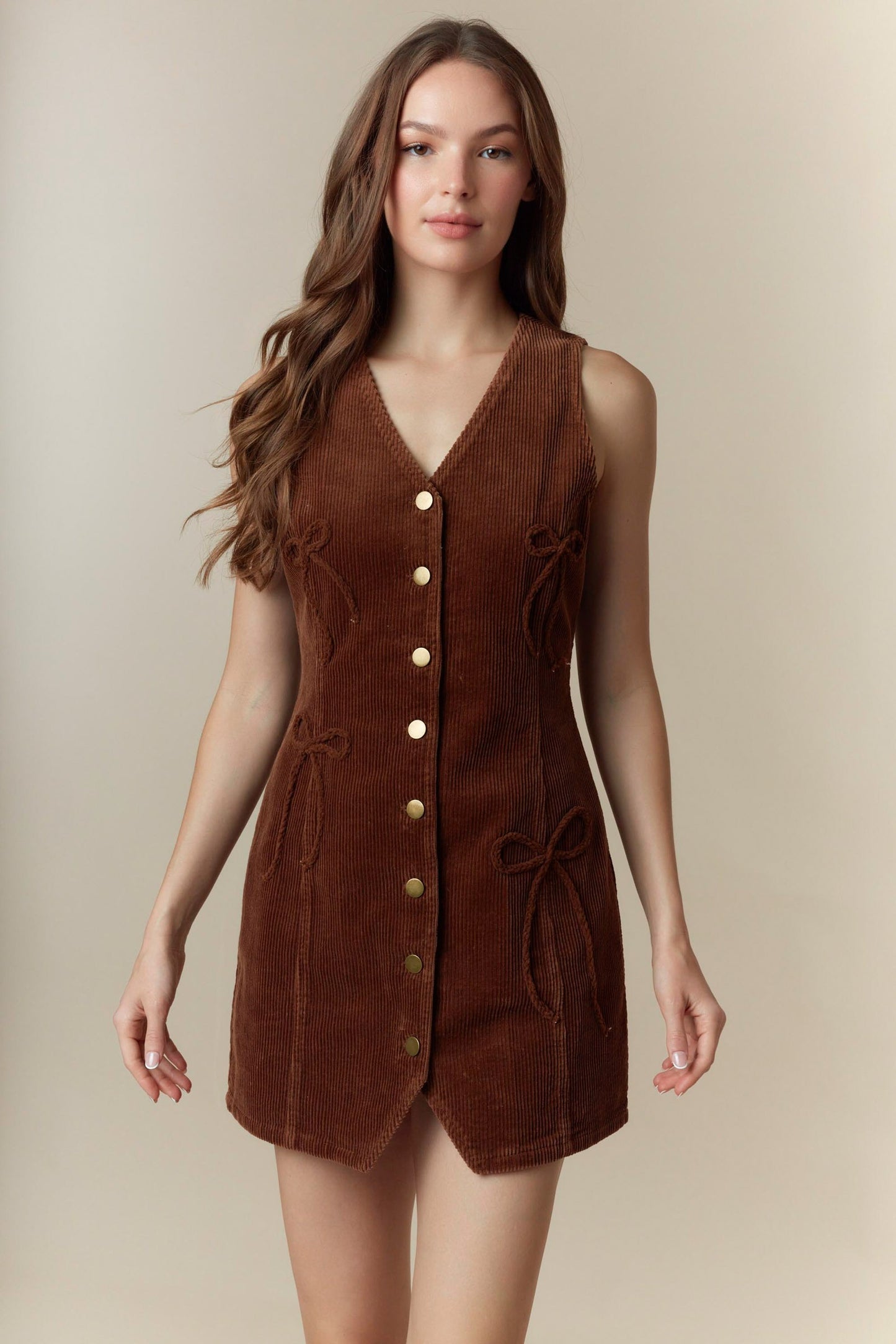Golden Harvest Bow Embroidered Dress
