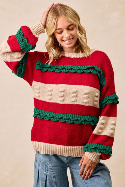 Red/Green Ruffle Christmas Sweater