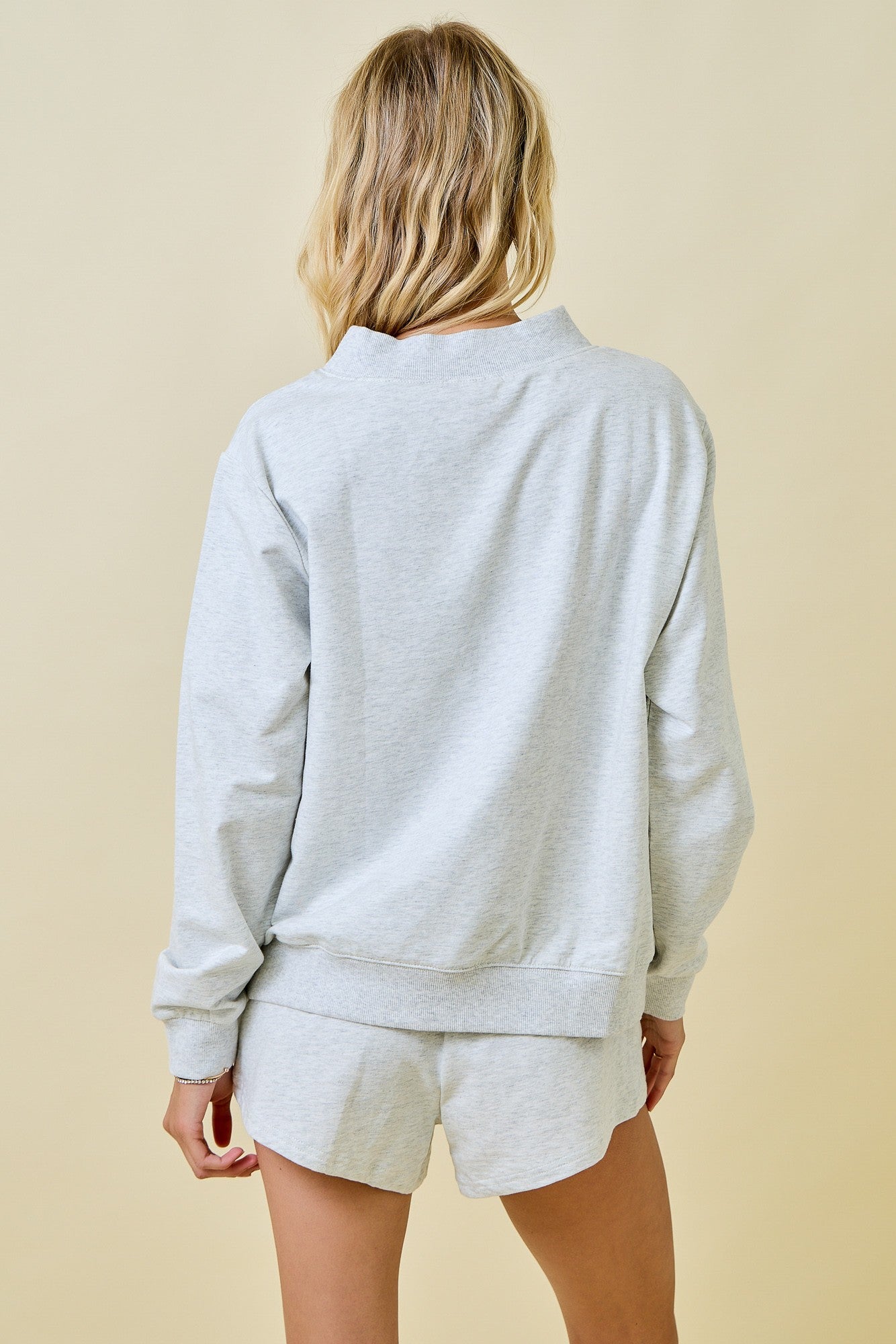 Heather Grey Laidback Luxe Crewneck/Shorts Set