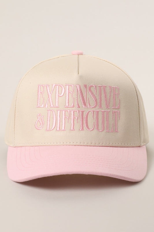 Expensive & Difficult Pink Embroidered Hat
