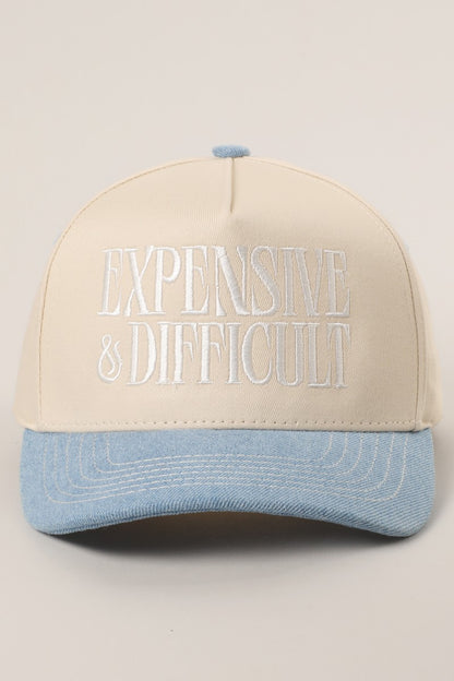 Expensive & Difficult Denim Embroidered Hat