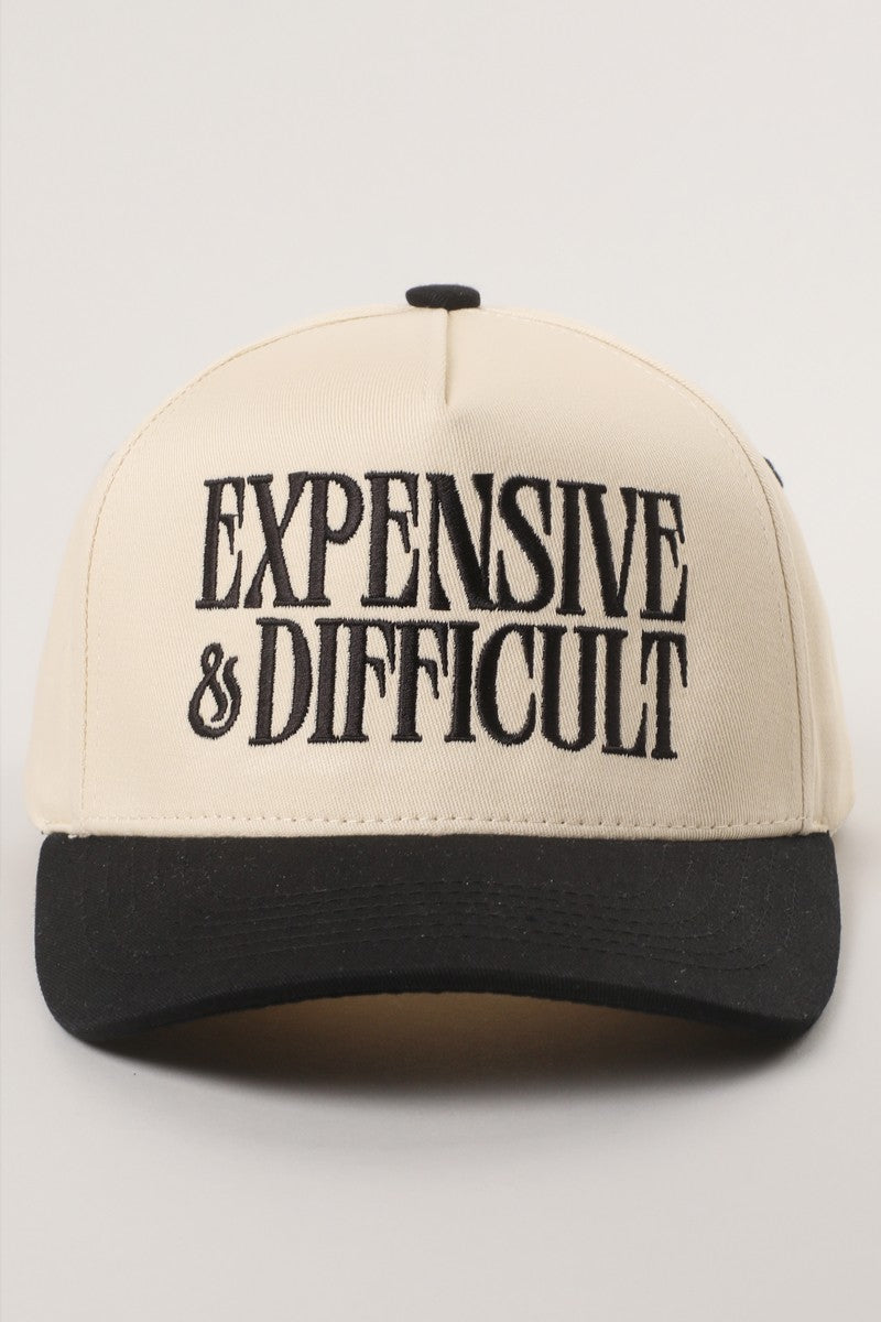 Expensive & Difficult Black Embroidered Hat