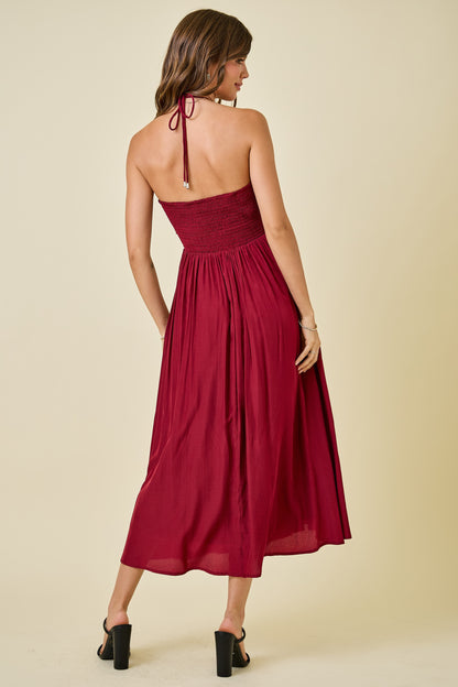 Gather Together Wine Midi Dress