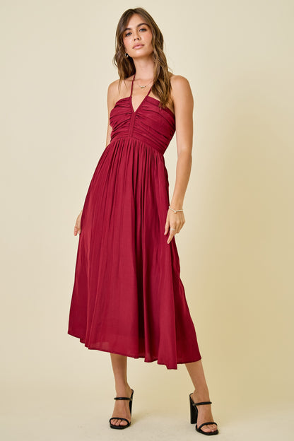 Gather Together Wine Midi Dress