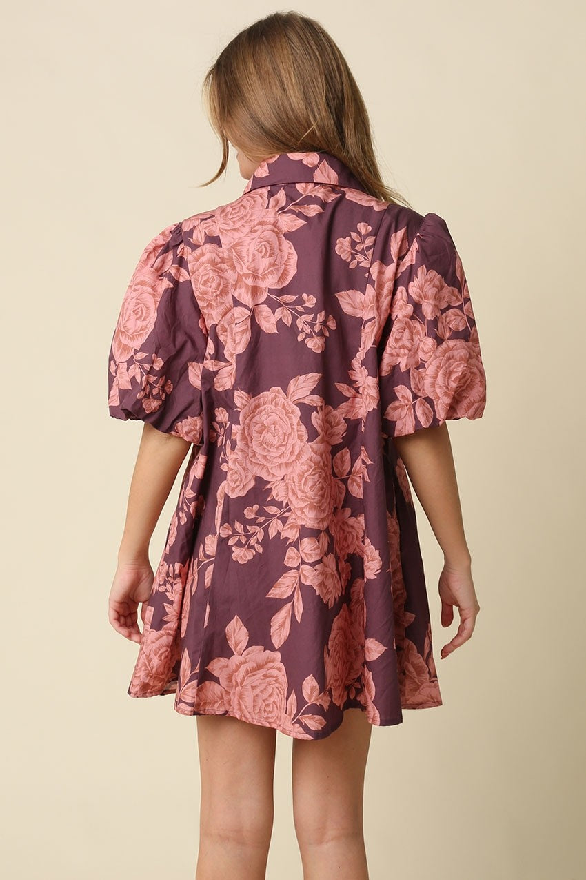 Vintage Rose Mini Dress