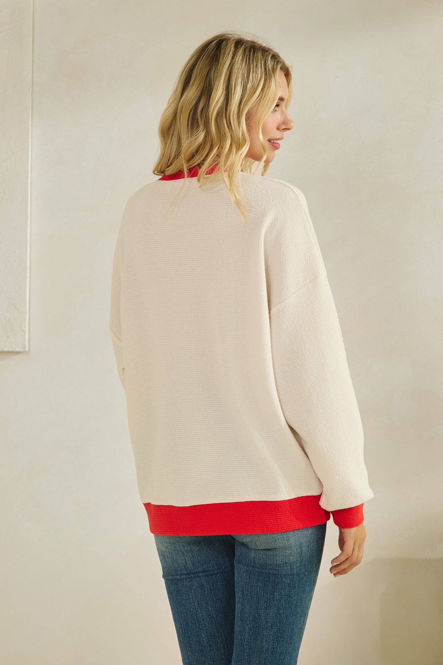 Cream/Red Merry Sweatshirt