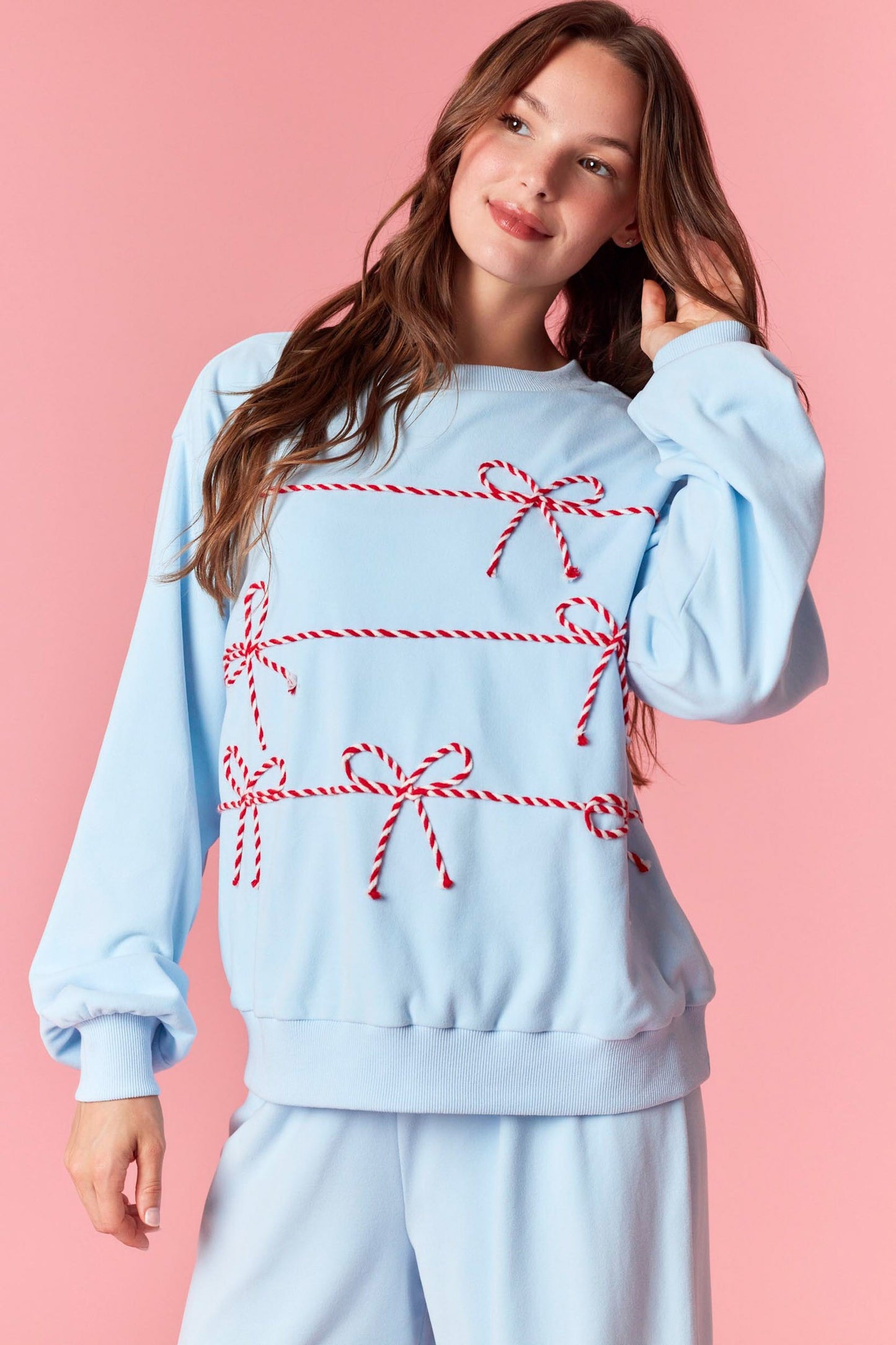 Red Bow Crew Neck Sweatshirt