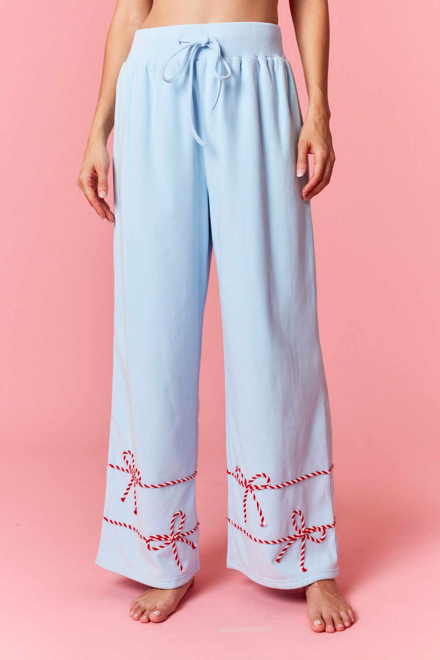Blue Pants W/Red Bow Detail Pants