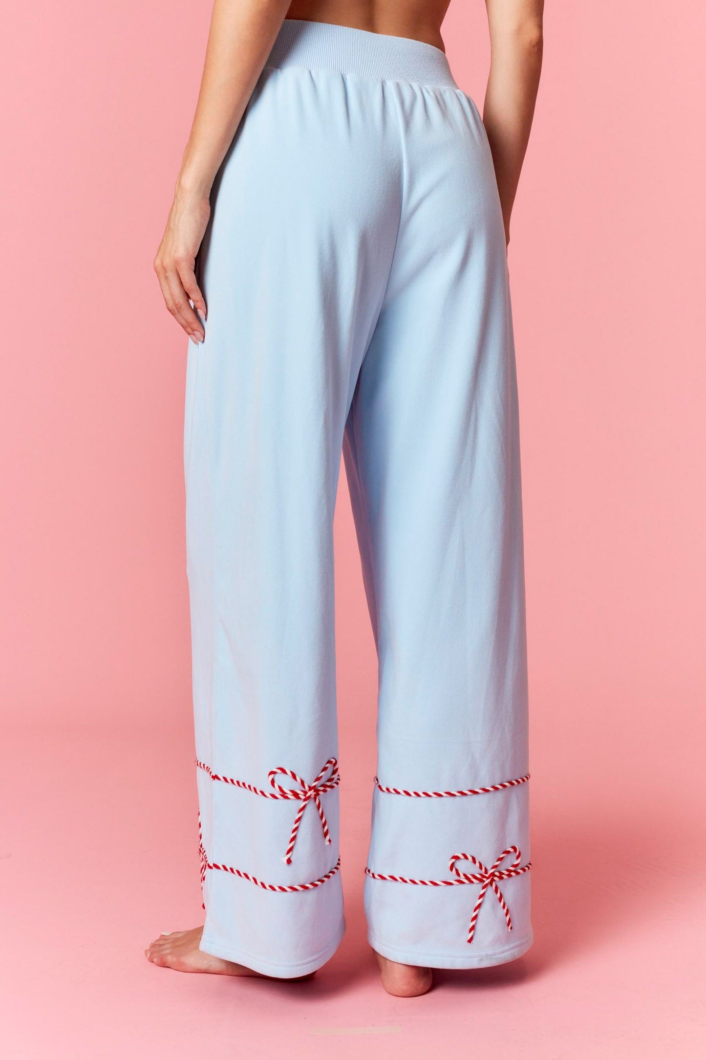 Blue Pants W/Red Bow Detail Pants