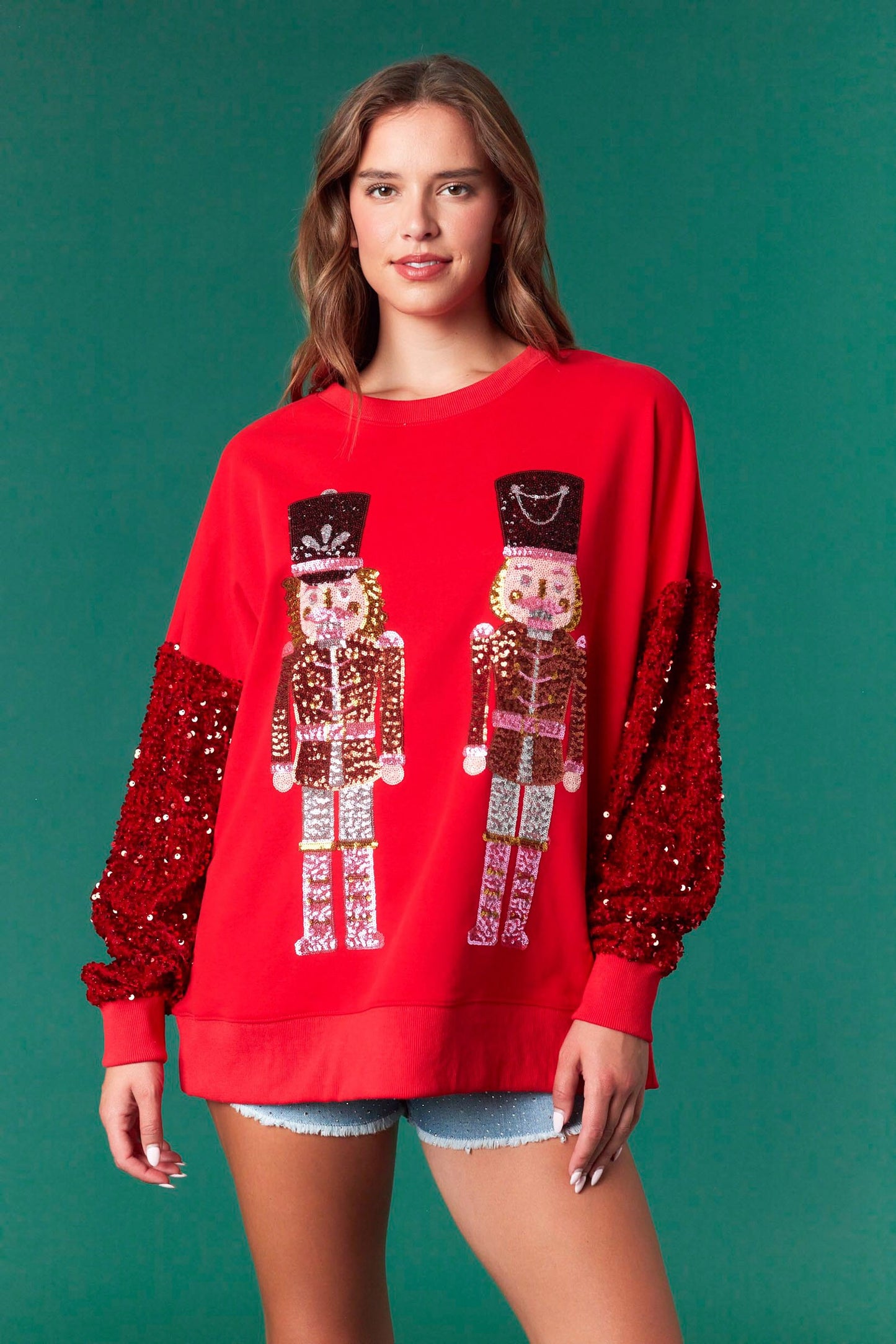 Red Sequins/Velvet Nutcracker Sweatshirt