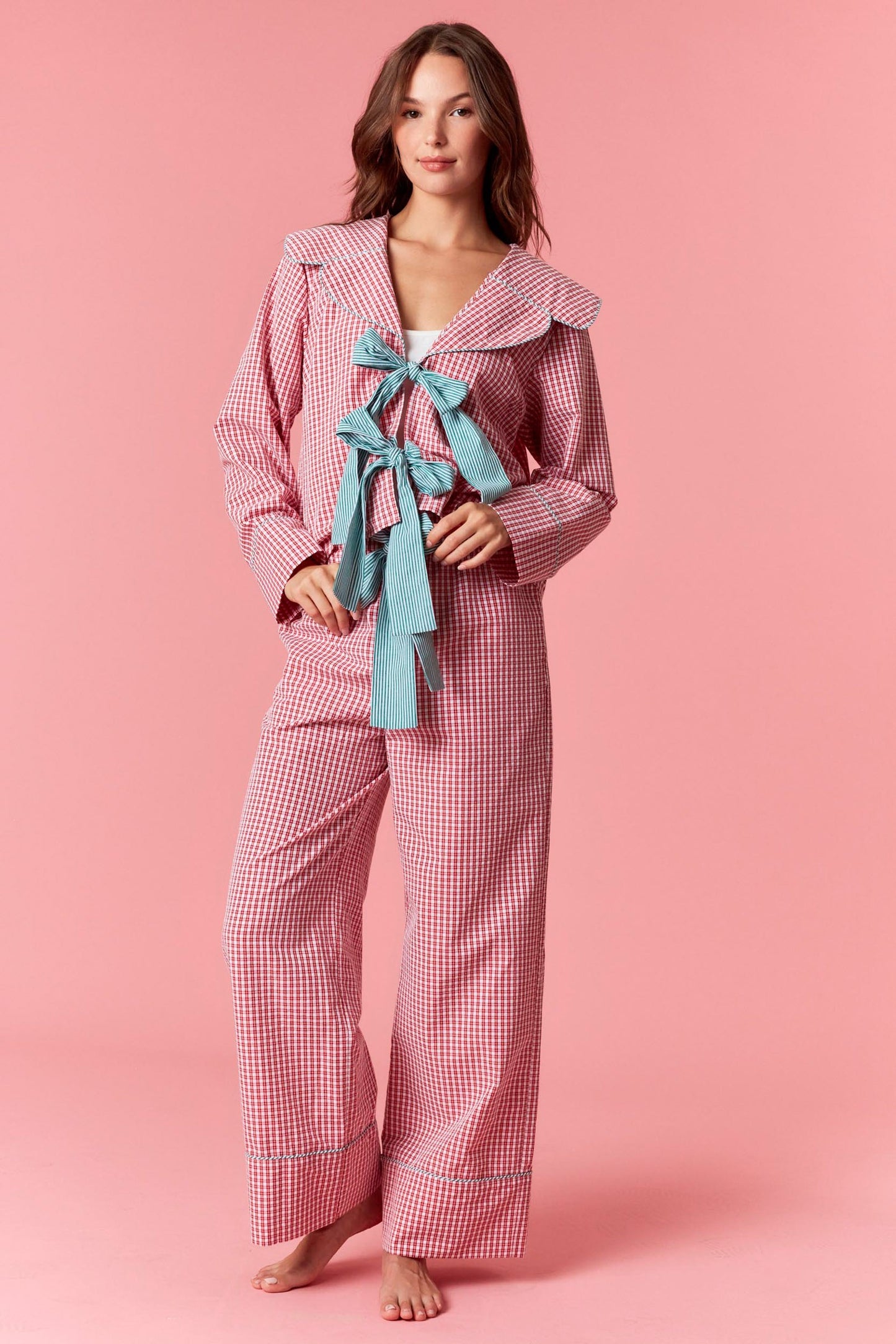 Red Gingham Bow Tie PJ Set