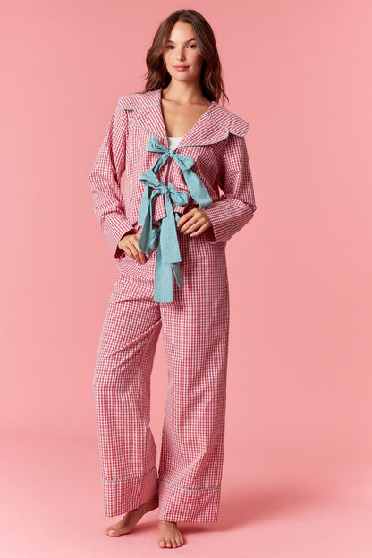 Red Gingham Bow Tie PJ Set