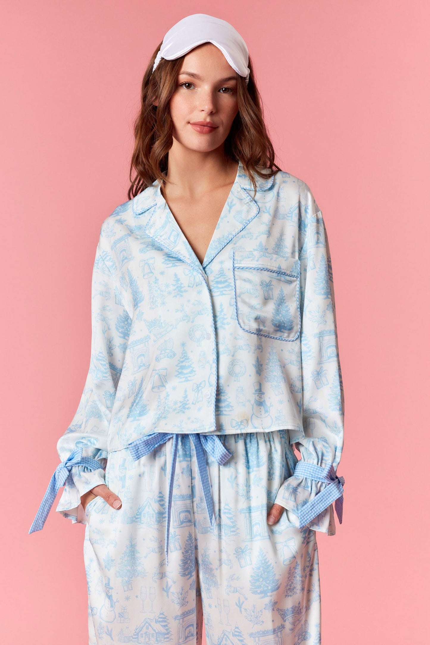 Blue Satin PJ Set
