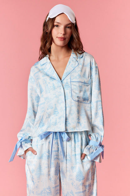 Blue Satin PJ Set
