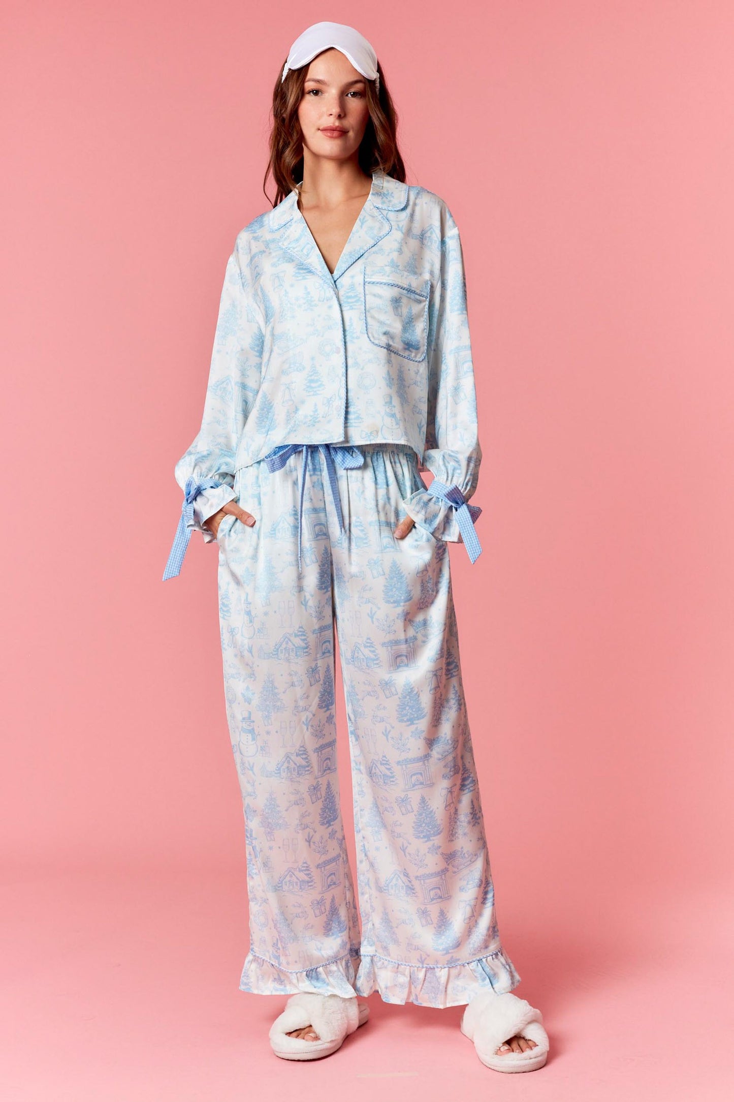 Blue Satin PJ Set