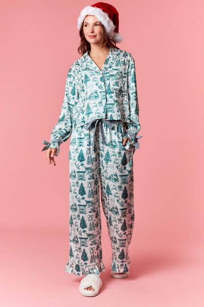 Hunter Green Satin PJ Set