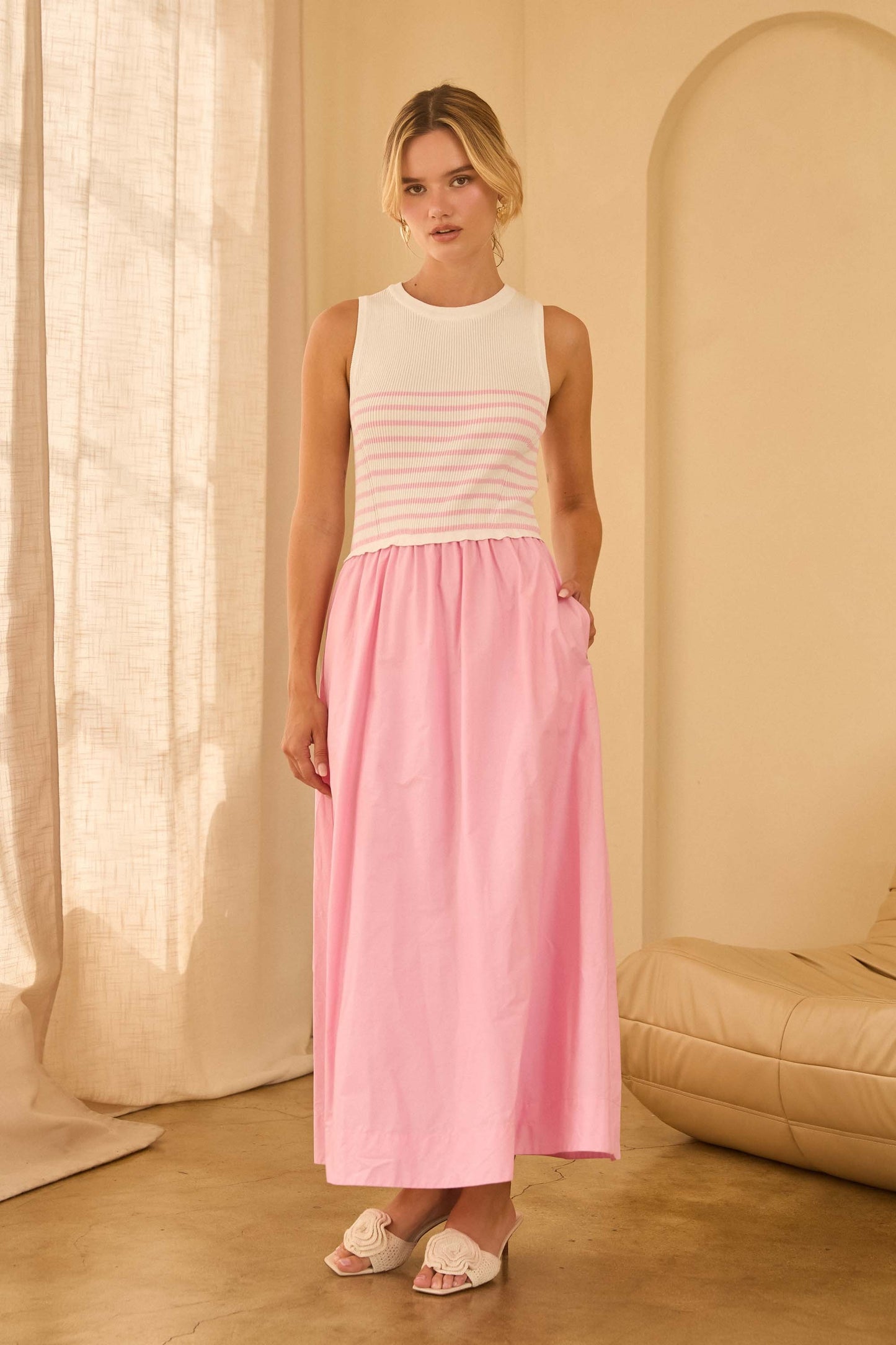 Sunday Sweetheart Pink Midi Dress