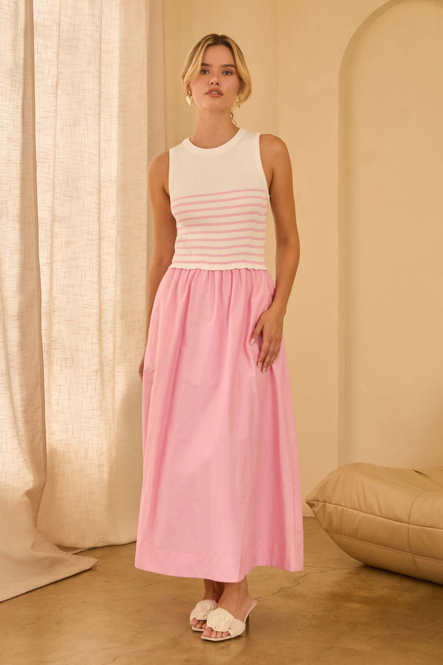 Sunday Sweetheart Pink Midi Dress