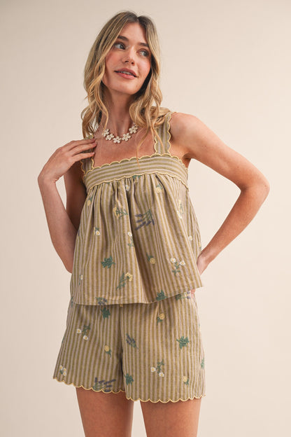 Pick Of The Patch Embroidered Shorts Set